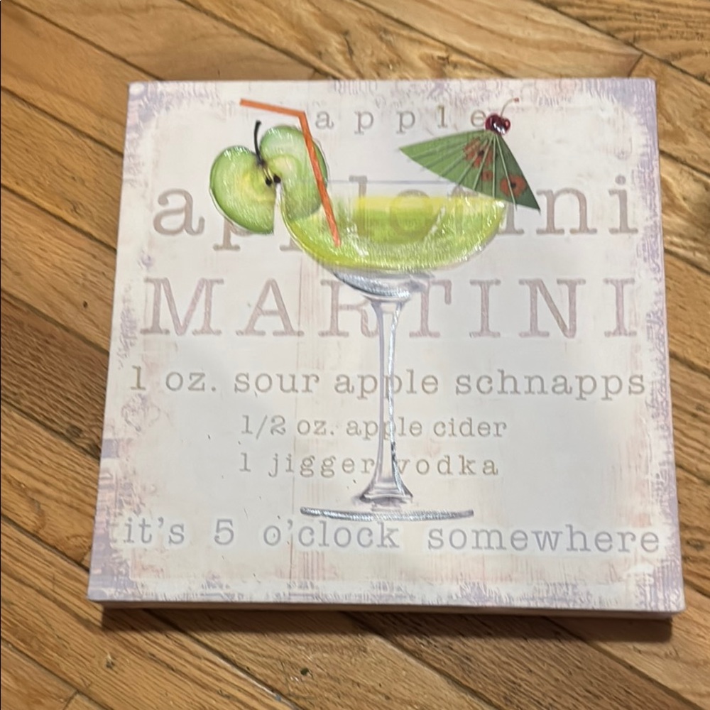 Apple Martini Wall Art Painting oil on canvas - fun, sleek & chic serve in style